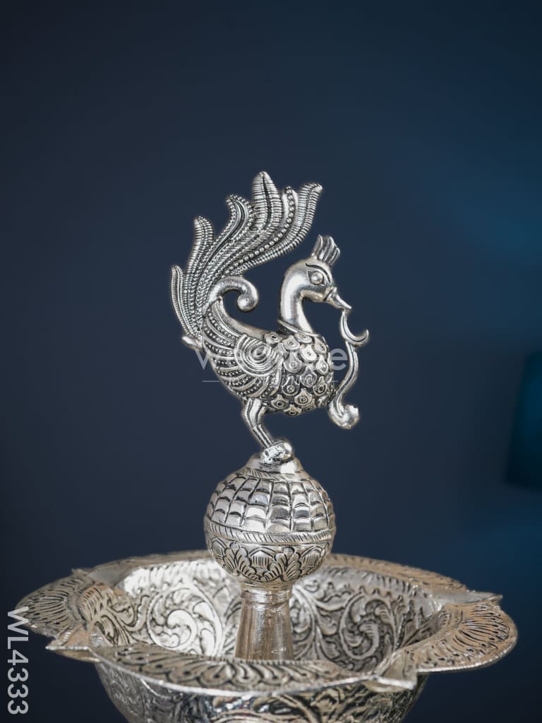German Silver Elephant Peacock Kuthu vilaku - 40 inch - WL4333