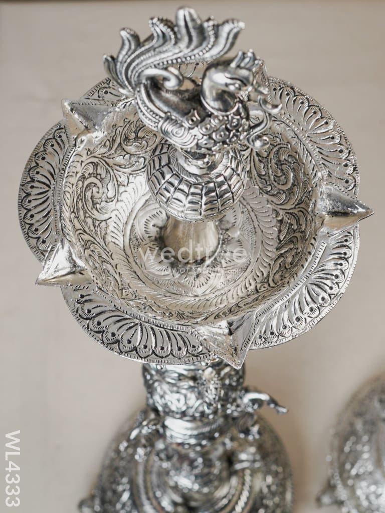 German Silver Elephant Peacock Kuthu vilaku - 40 inch - WL4333