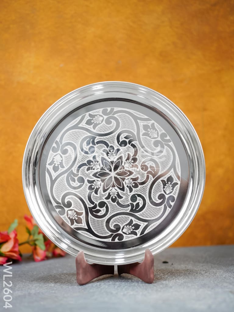 German Silver Engraved 10 inch Plate - WL2604