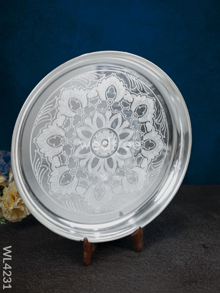 German Silver Engraved Plate - 13 inch - WL4231