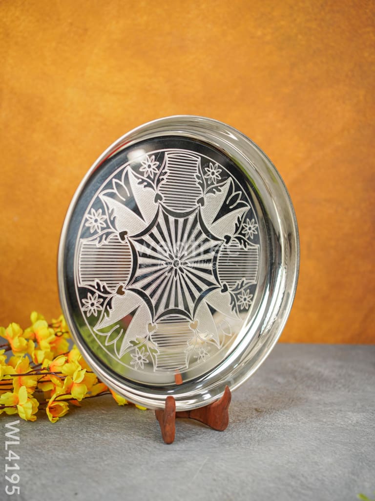 German Silver Engraved Plate - 14 inch - WL4195
