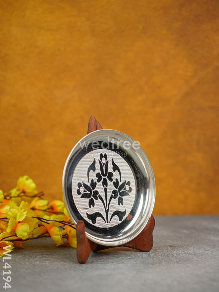 German Silver Engraved Plate - 6 inch - WL4194