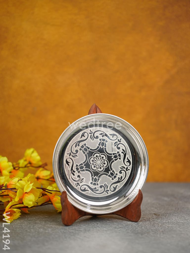 German Silver Engraved Plate - 6 inch - WL4194