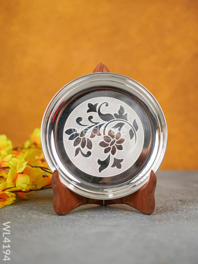 German Silver Engraved Plate - 6 inch - WL4194