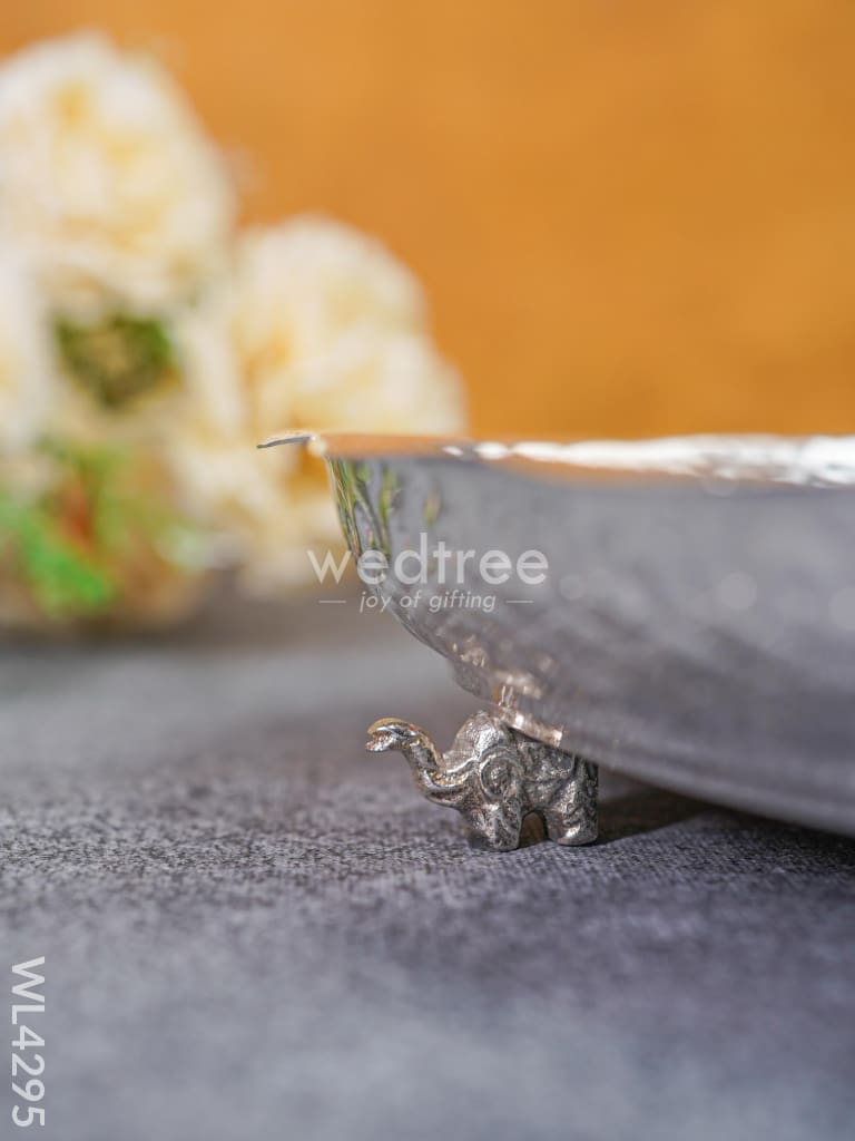 German Silver Engraved Plate with Elephant Stand - WL4295