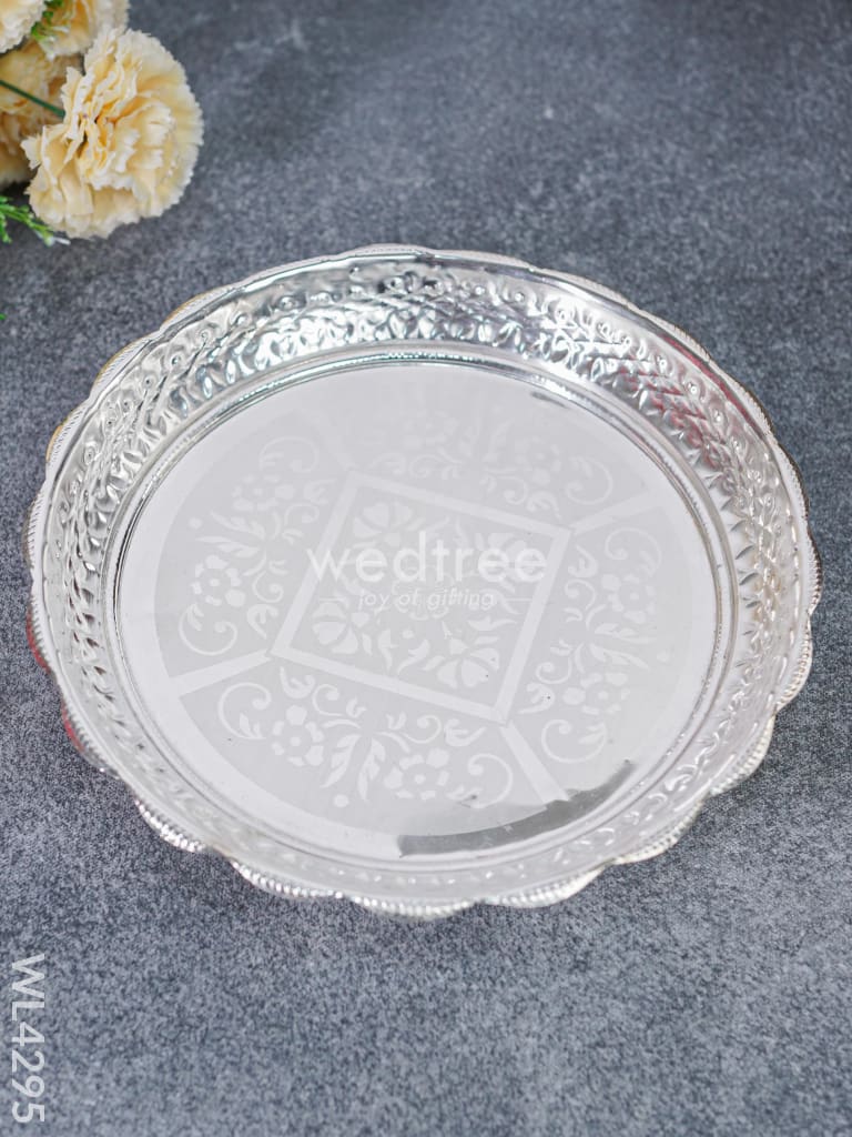 German Silver Engraved Plate with Elephant Stand - WL4295