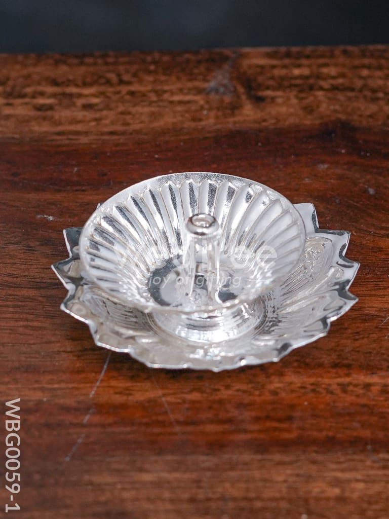 German Silver Floral designed Diya - WBG0059