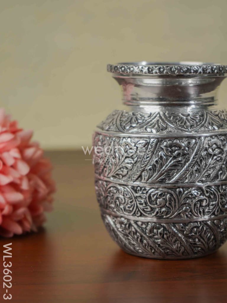 German Silver Floral Kalash with Antique Finish - WL3602-3