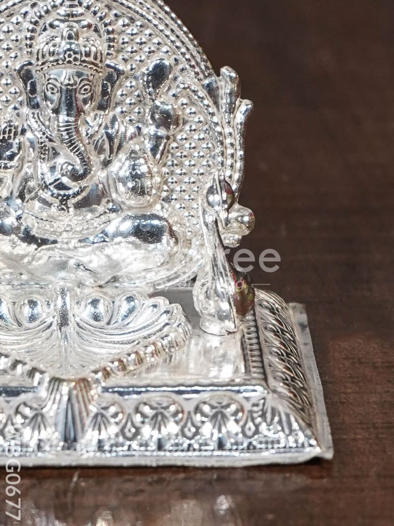 German Silver Ganesha in Heart Shape kumkum Platter - WBG0677