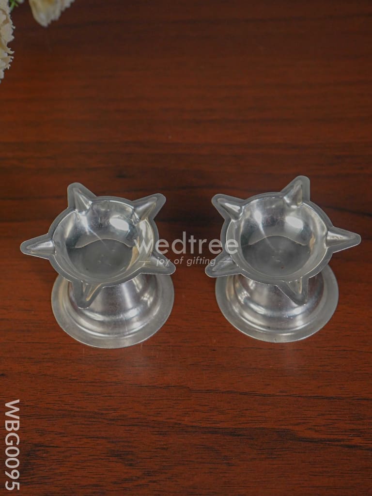 German Silver Kamal Diya with Stand (Set of 2) - WBG0095