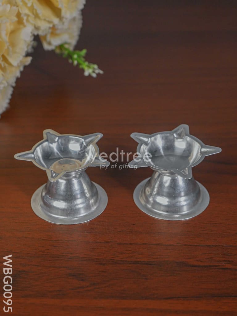 German Silver Kamal Diya with Stand (Set of 2) - WBG0095