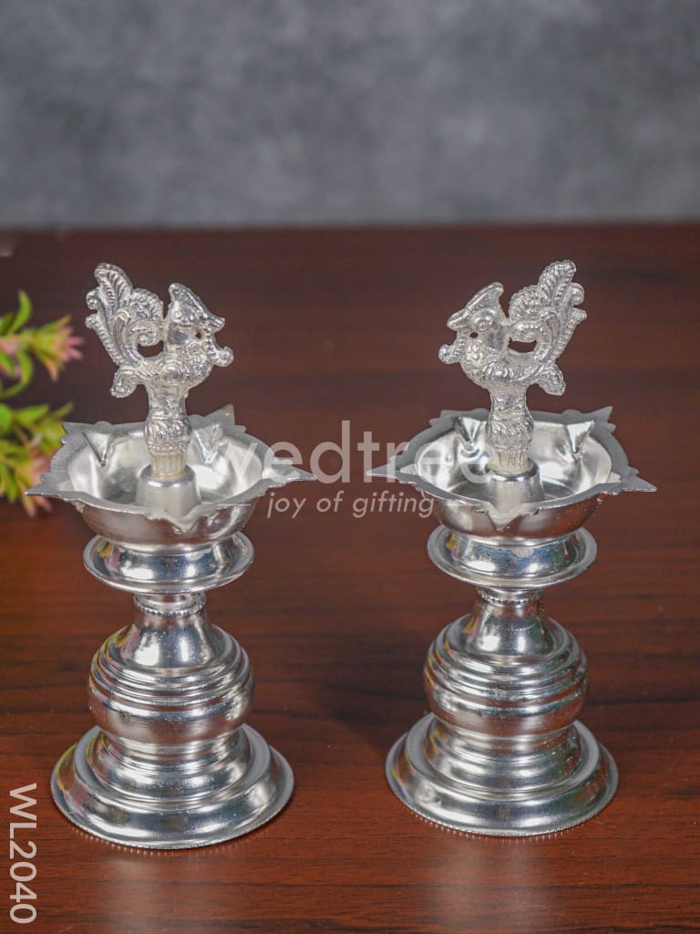 German Silver Kuthu Vilakku (Set of 2) 6.5 Inches - WL2040