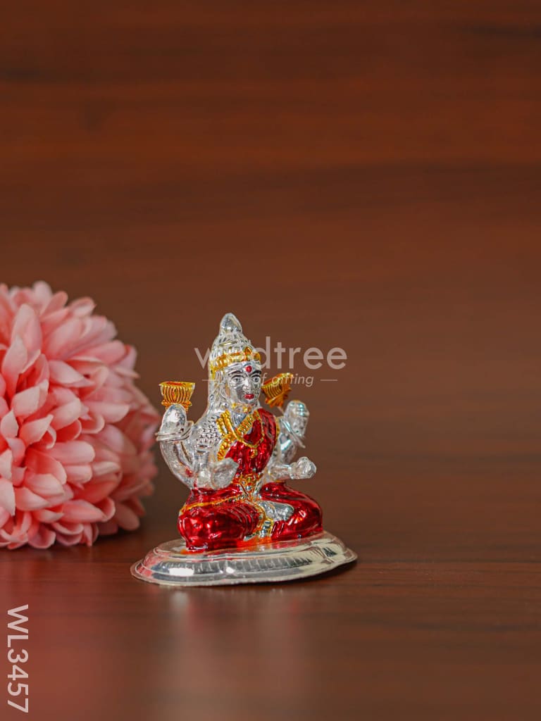 German Silver Lakshmi Idol with Meenakari Finish - WL3457