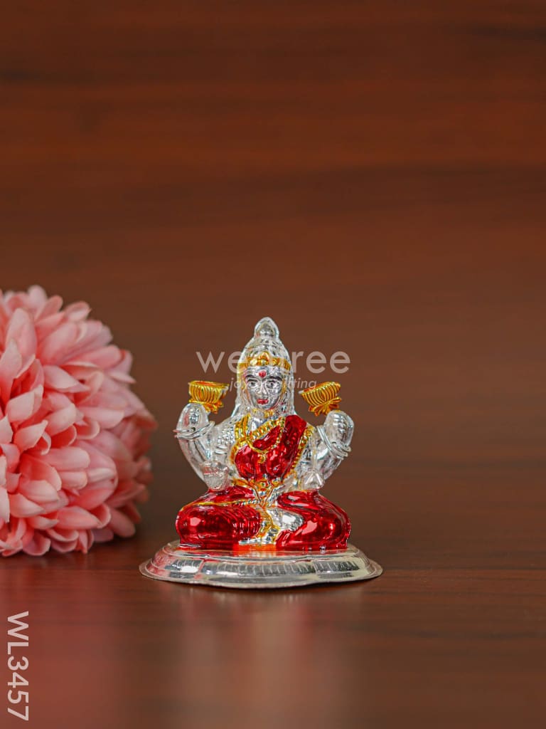 German Silver Lakshmi Idol with Meenakari Finish - WL3457