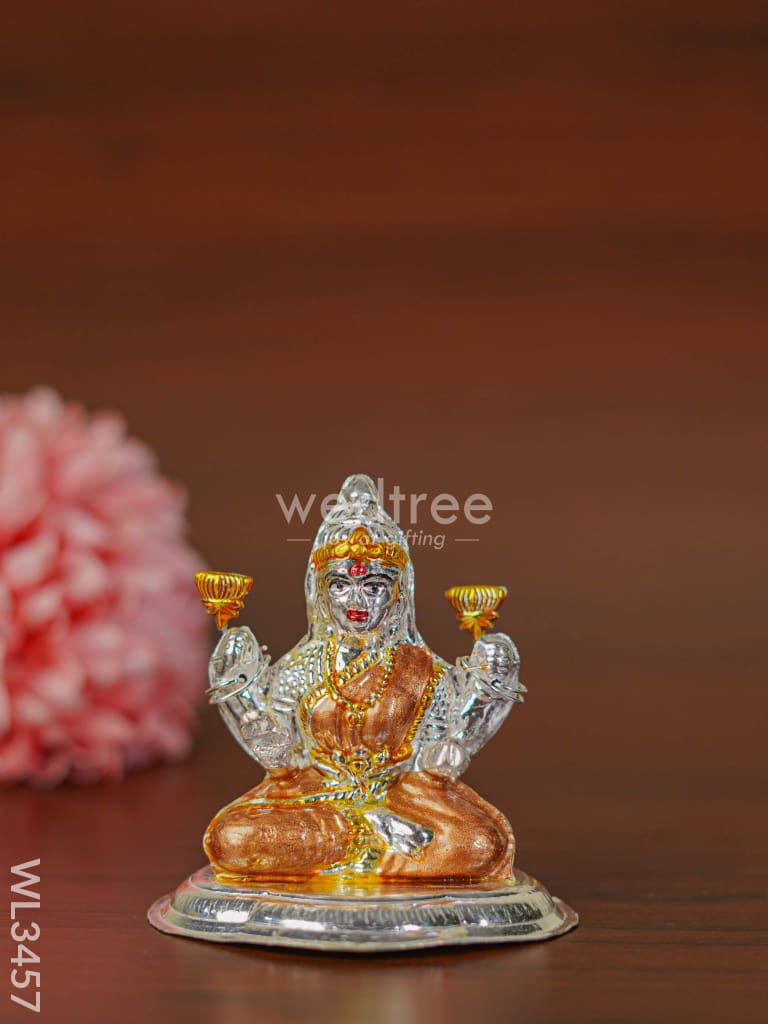 German Silver Lakshmi Idol with Meenakari Finish - WL3457