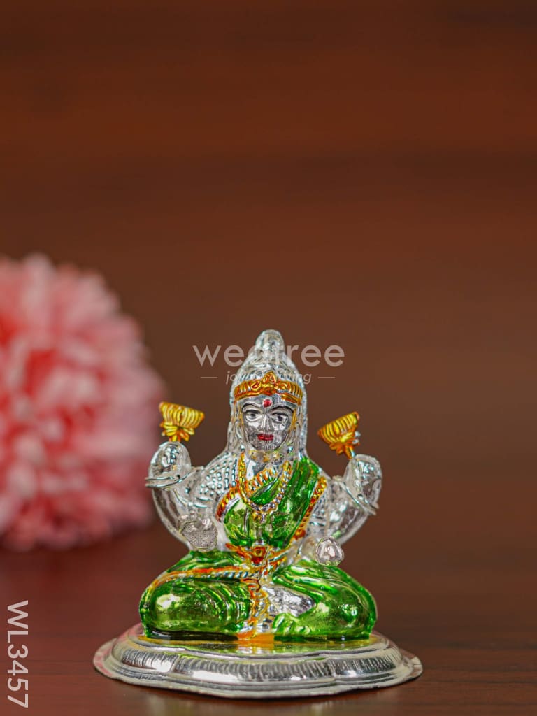 German Silver Lakshmi Idol with Meenakari Finish - WL3457