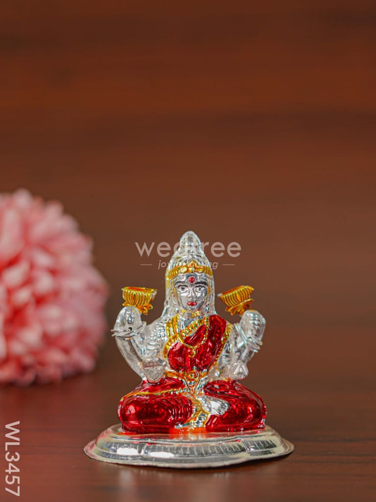 German Silver Lakshmi Idol with Meenakari Finish - WL3457