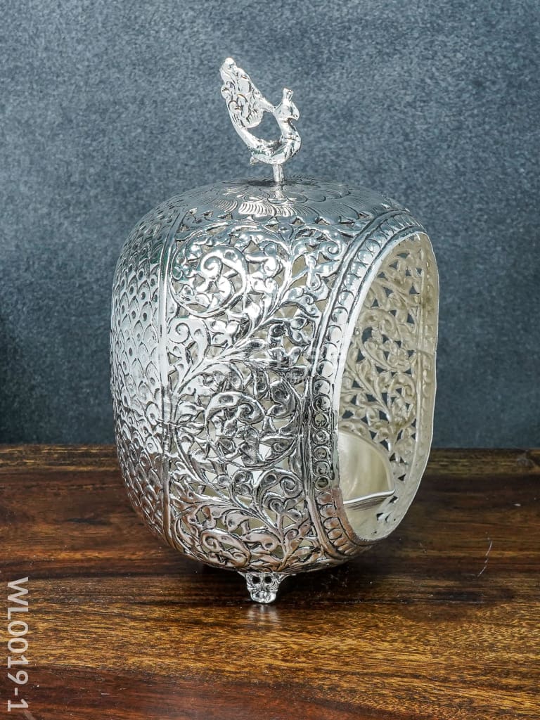 German Silver Peacock Akhand Diya - WL0019