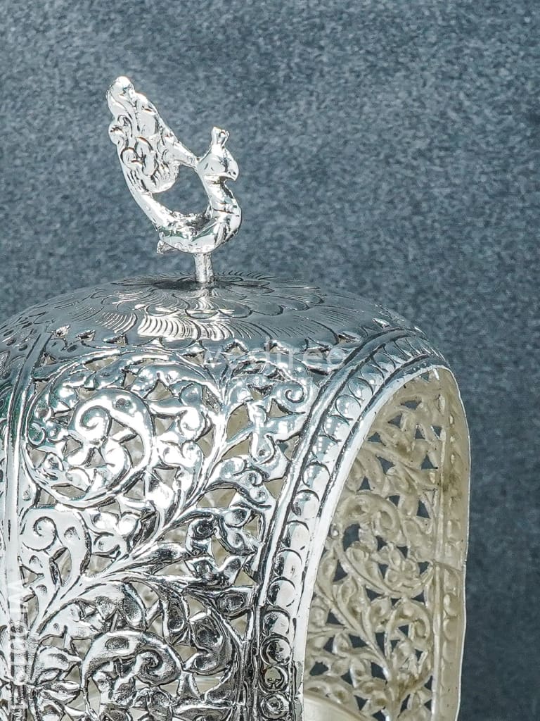 German Silver Peacock Akhand Diya - WL0019