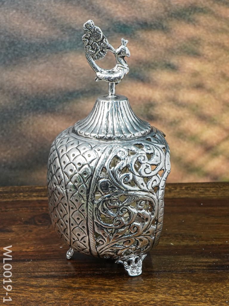 German Silver Peacock Akhand Diya - WL0019