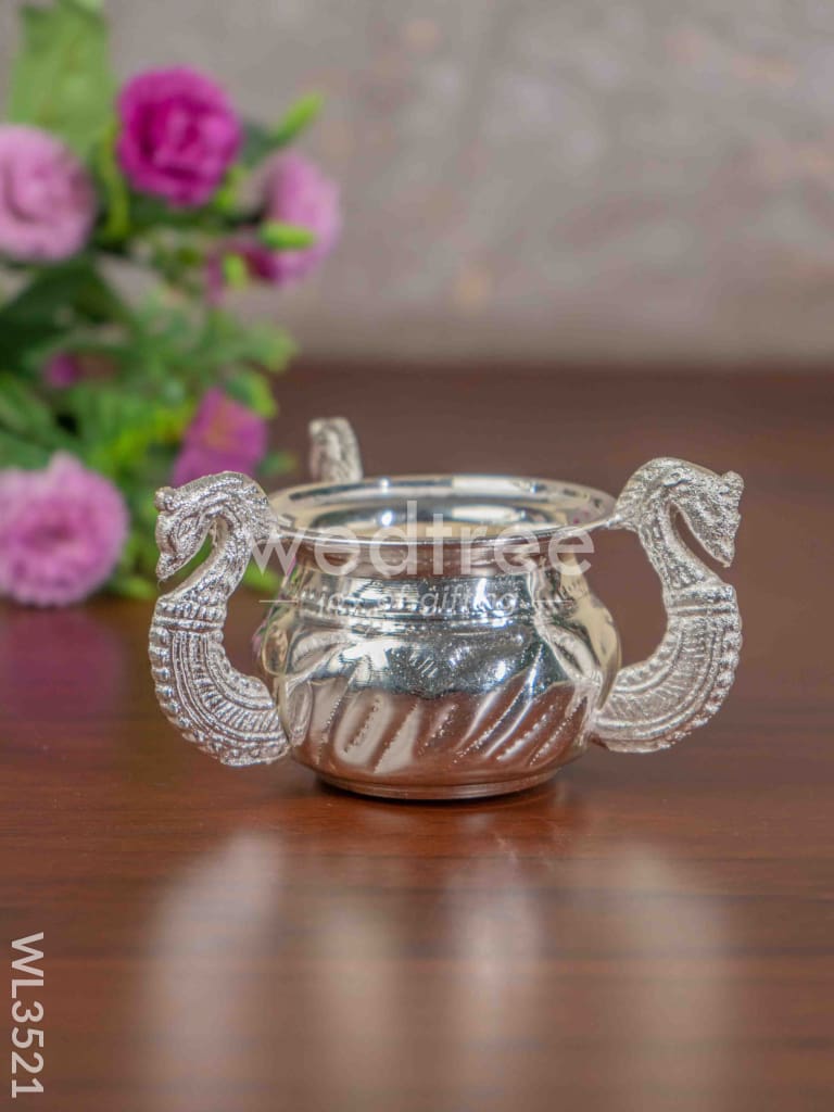 German Silver Peacock Handle Kumkum Holder - WL3521