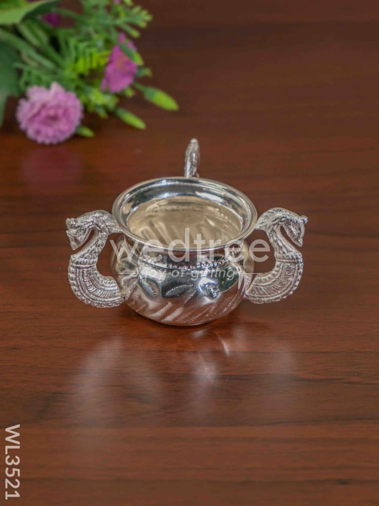German Silver Peacock Handle Kumkum Holder - WL3521