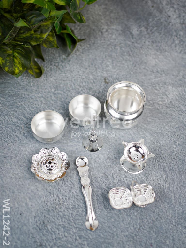 German Silver Pooja Thali Set - 10 inch - WL1242-2