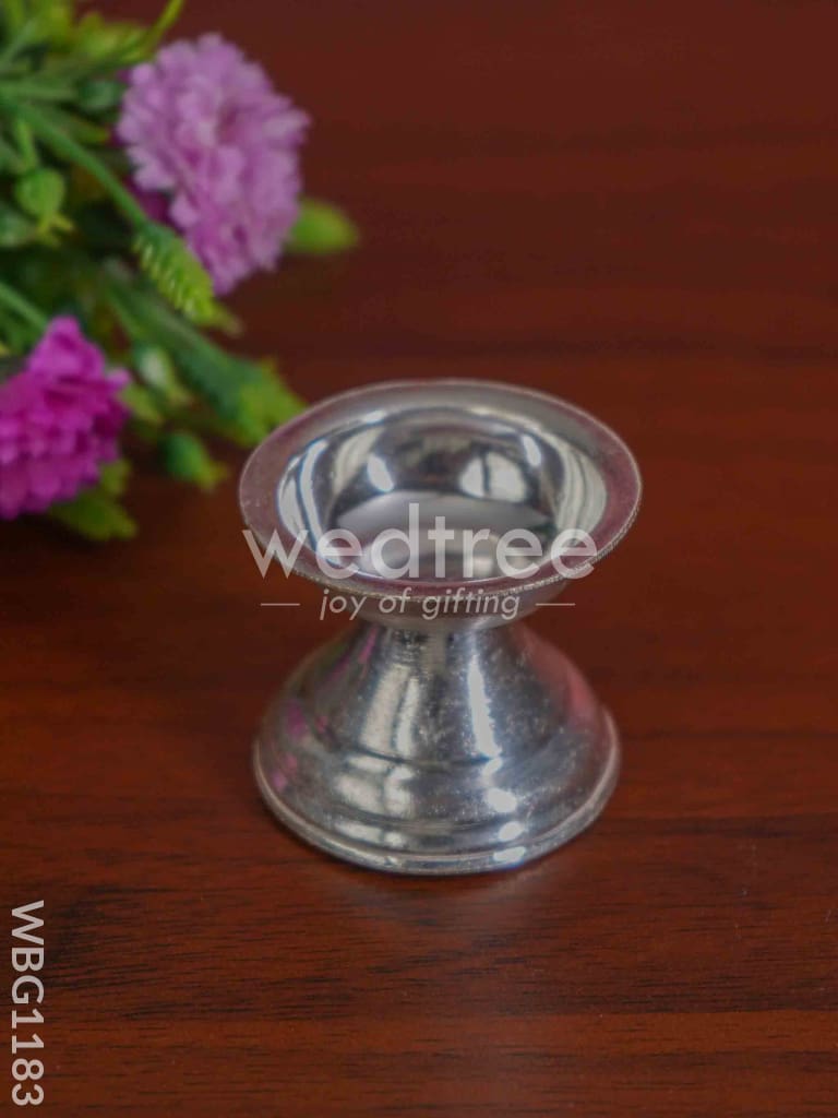 German Silver Round Diya with Stand - WBG1183