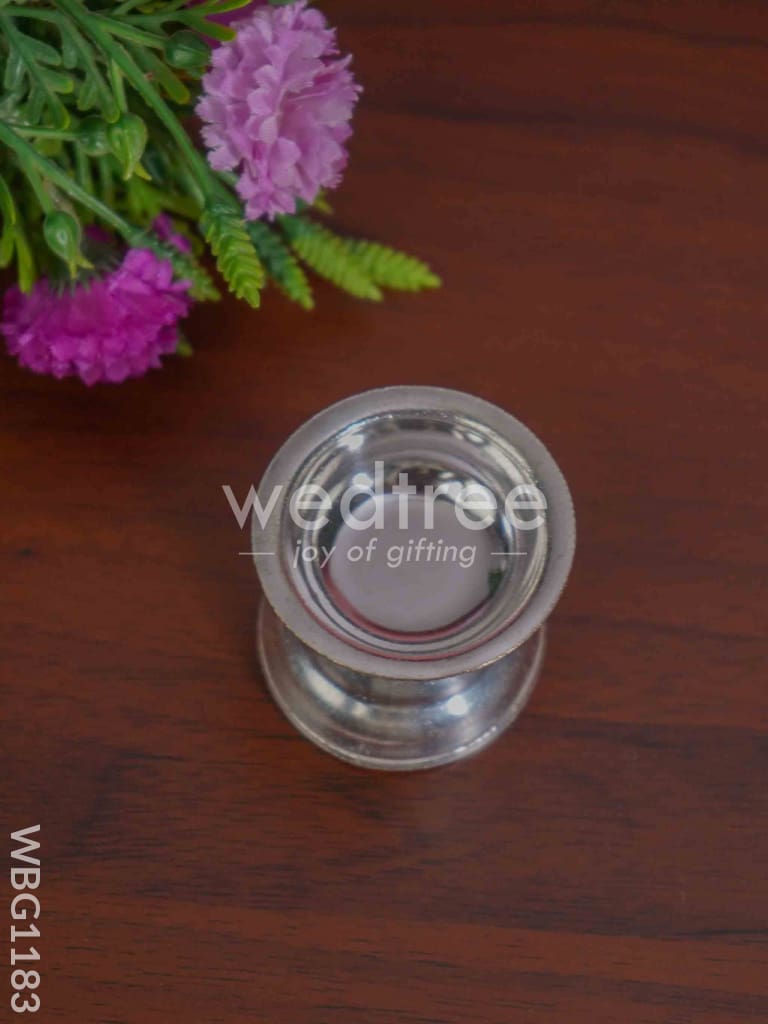 German Silver Round Diya with Stand - WBG1183