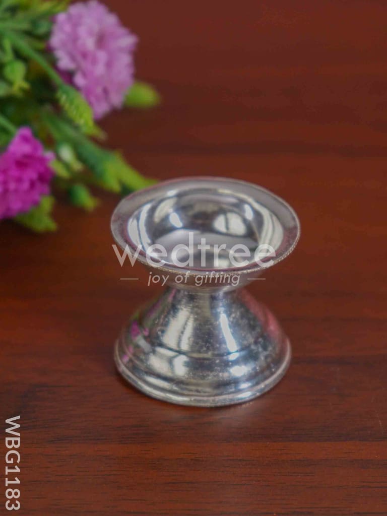 German Silver Round Diya with Stand - WBG1183
