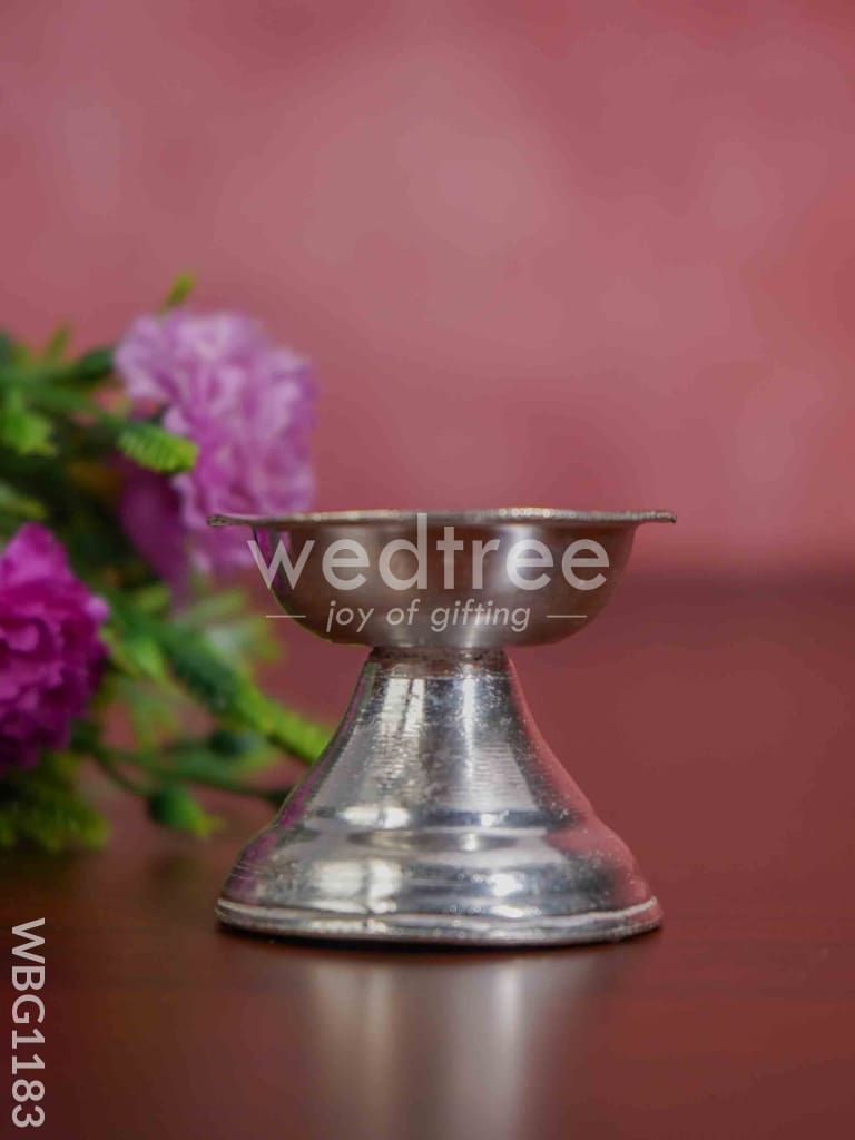 German Silver Round Diya with Stand - WBG1183