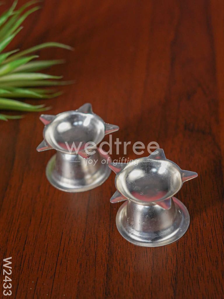 German Silver Star Diya Small ( SET OF 2 ) - W2433