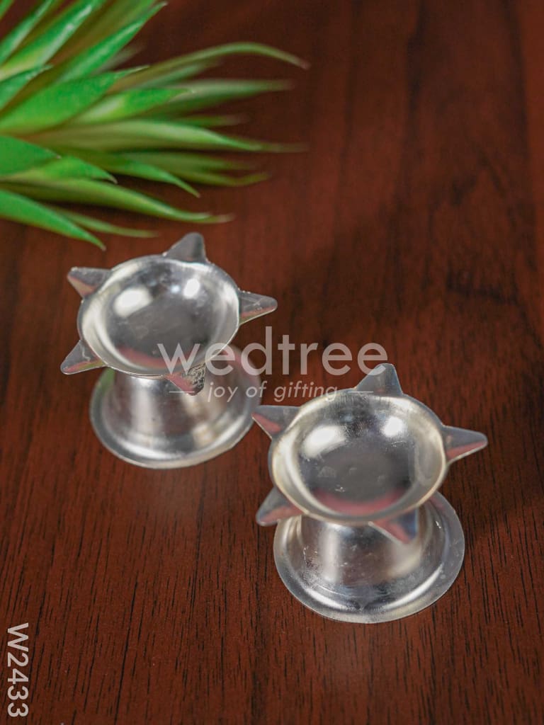 German Silver Star Diya Small ( SET OF 2 ) - W2433