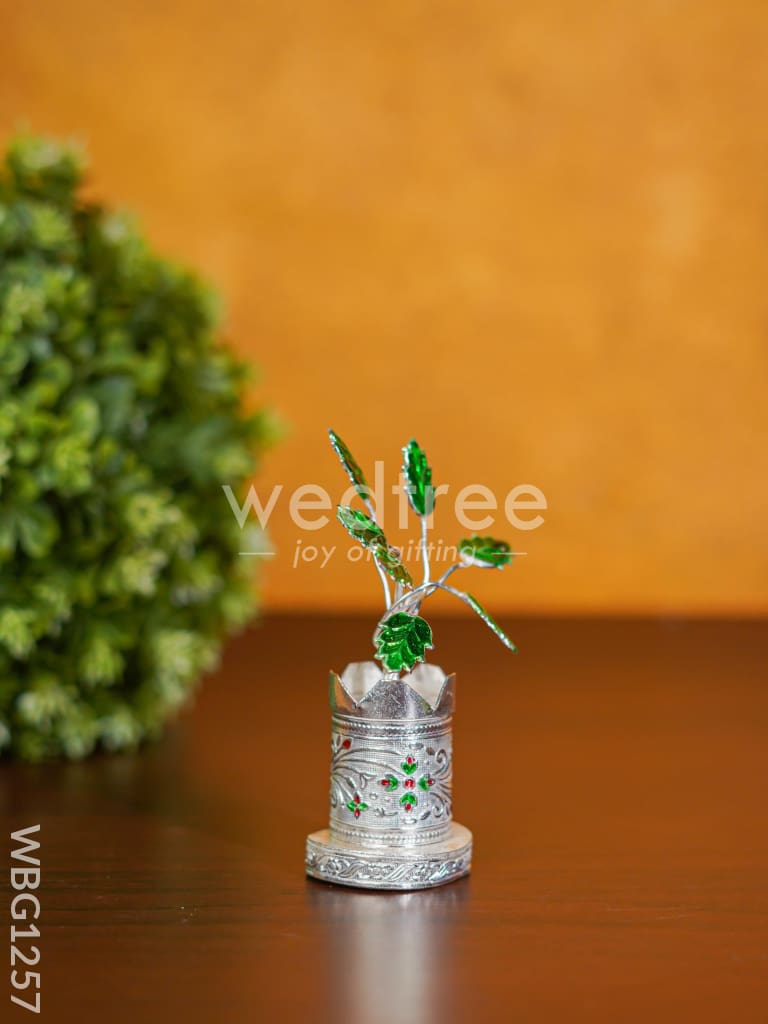 German Silver Tulasi Maadam - 4 inch - WBG1257