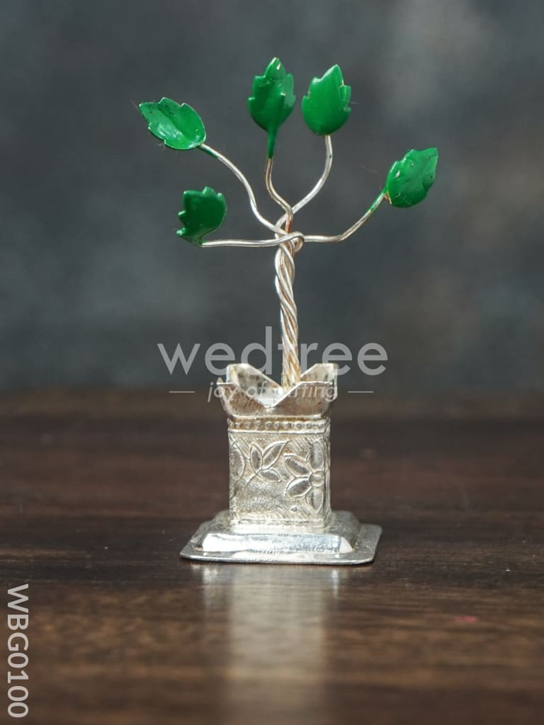 German Silver Tulasi Maadam with Green Leaves - WBG0100