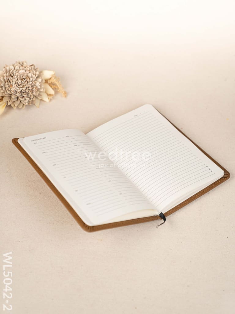 Gift Set - Leather Tray with Diary, Coaster Set & Tissue Box - Tan - WL5042-2