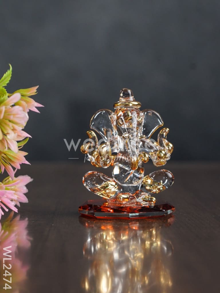Glass Double-Faced Ganesha Idol - WL2474