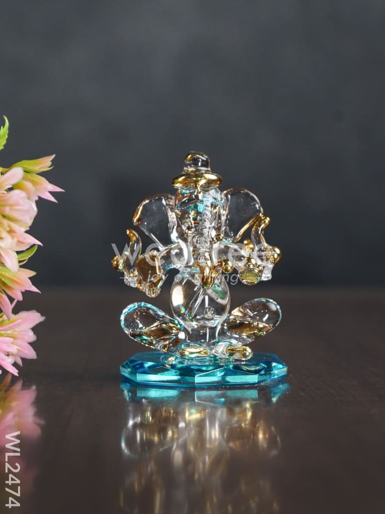 Glass Double-Faced Ganesha Idol - WL2474