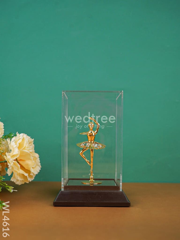 Gold Ballerina in Acrylic Cabinet - WL4616