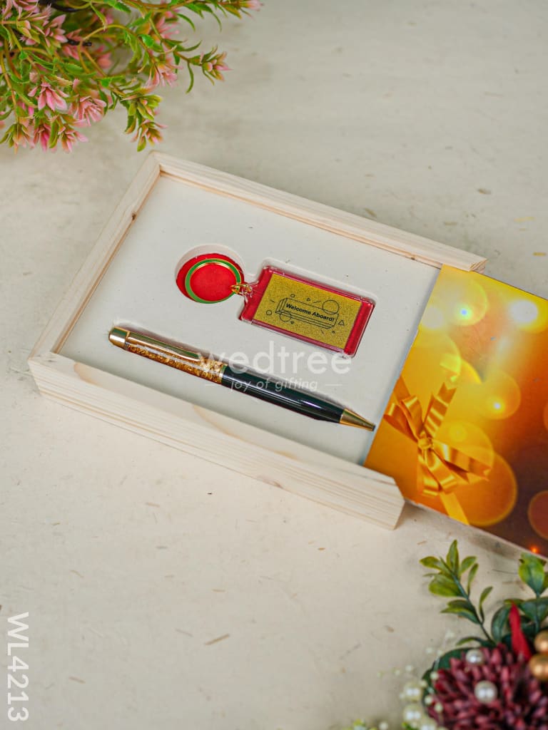 Gold Foil Pen and Keychain Set - WL4213