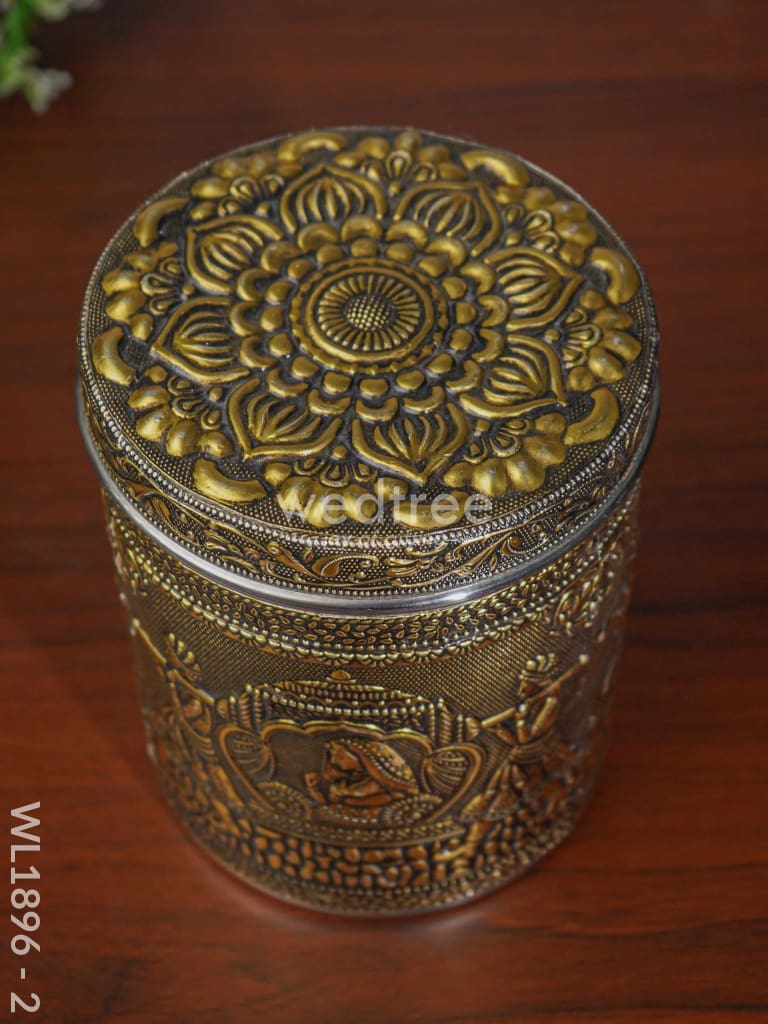 Gold Oxidised Dabba - WL1896 - 2