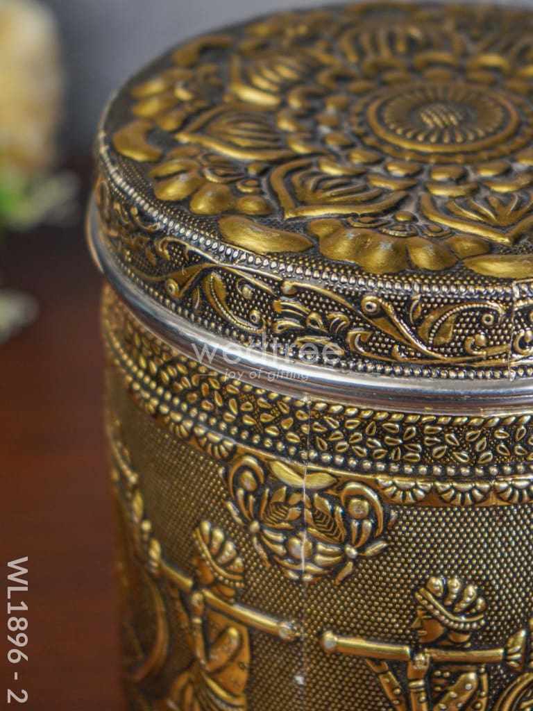 Gold Oxidised Dabba - WL1896 - 2