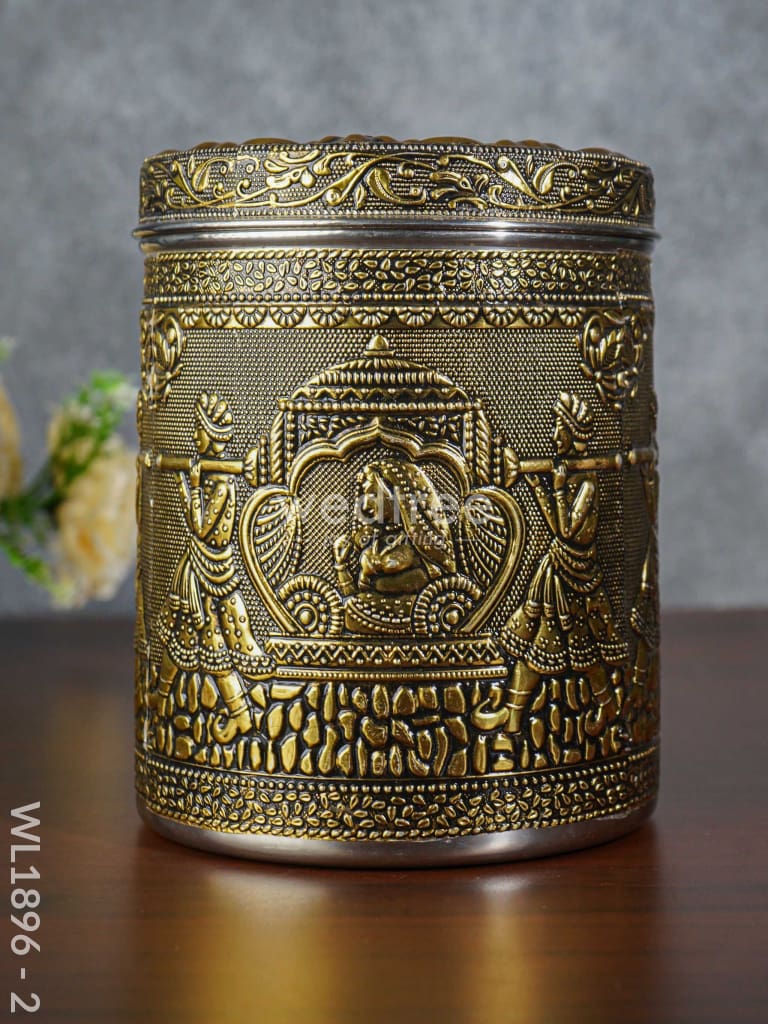 Gold Oxidised Dabba - WL1896 - 2