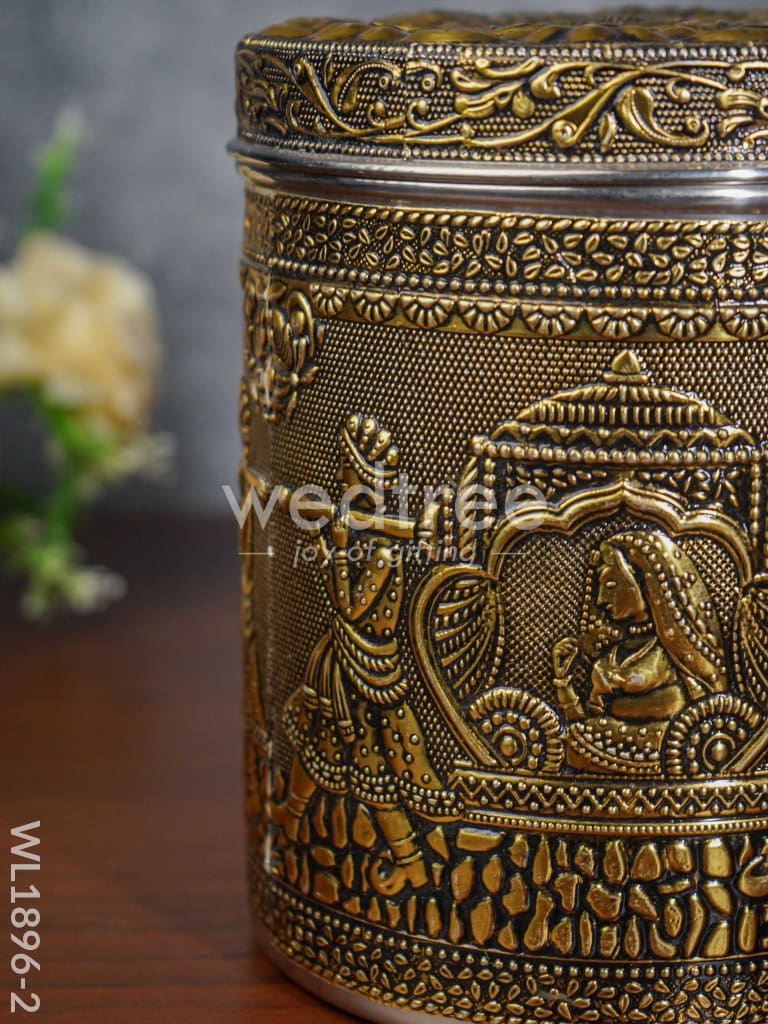 Gold Oxidised Dabba - WL1896-2