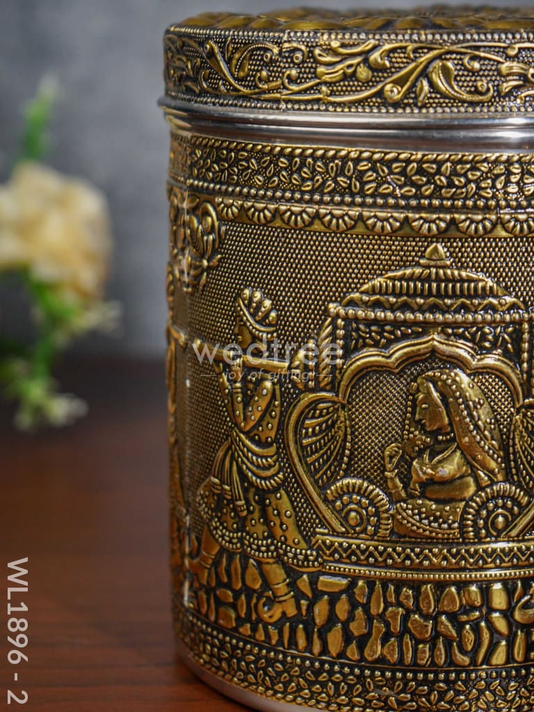 Gold Oxidised Dabba - WL1896 - 2