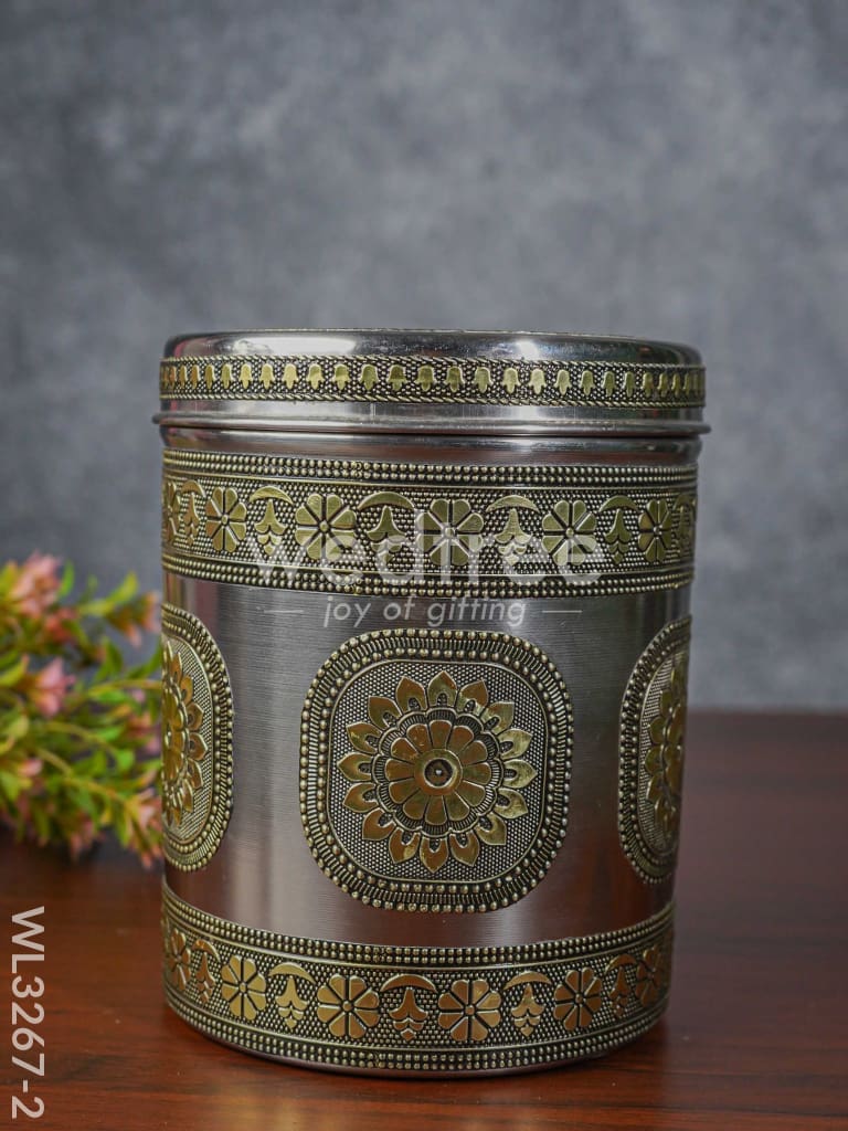 Gold Oxidized Dabba - Gold - 7 inch - WL3267-2
