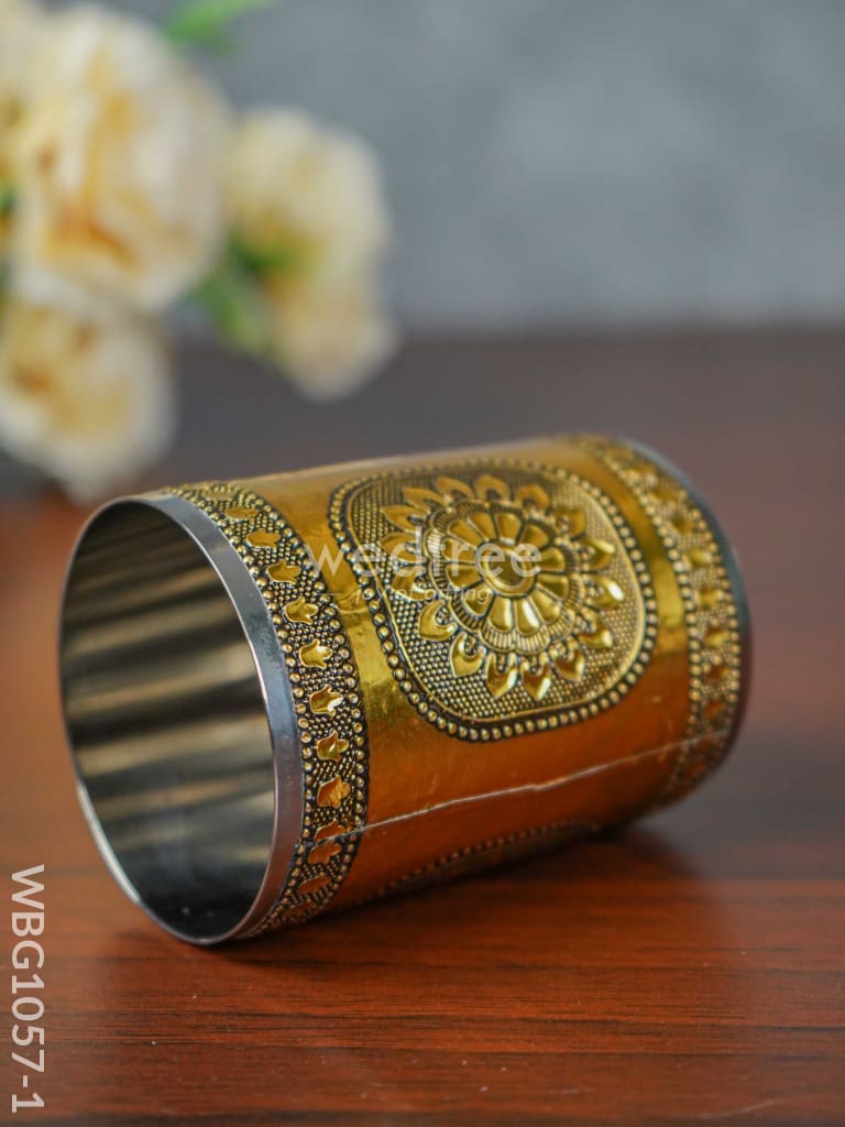 Gold Oxidized Stainless Steel Glass - WBG1057-1