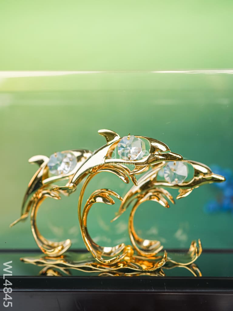 Gold Plated Dolphin with Acrylic Cabinet - WL4845