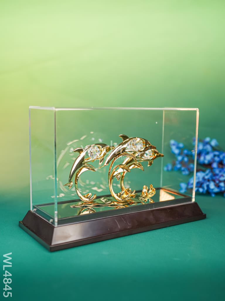 Gold Plated Dolphin with Acrylic Cabinet - WL4845