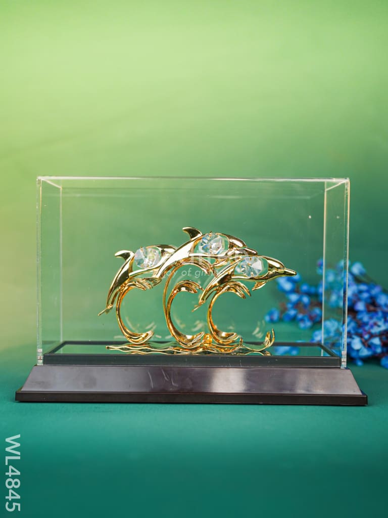 Gold Plated Dolphin with Acrylic Cabinet - WL4845